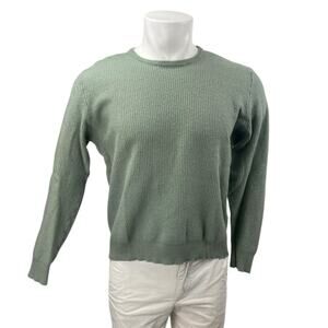 Emanuel Berg Men's Green Long Sleeve Wool Cashmere Crewneck Sweater Top Size S